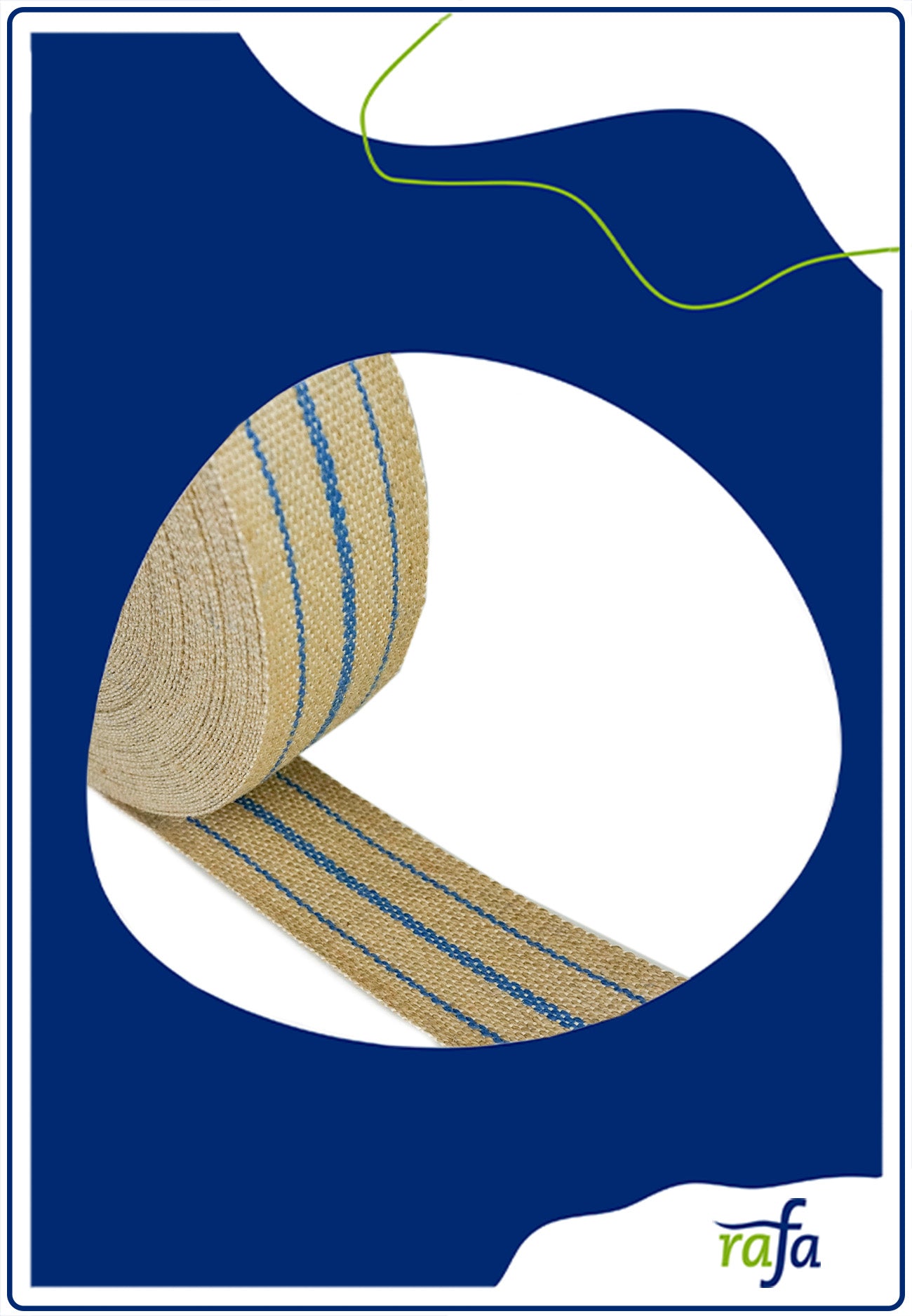 Jutegurte 70mm breit blau gestreift